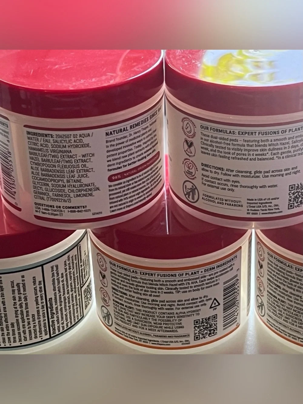 Thayers Blemish Clearing, Pore Refining & Exfoliating Pads X’s 5 Brand New Jars!